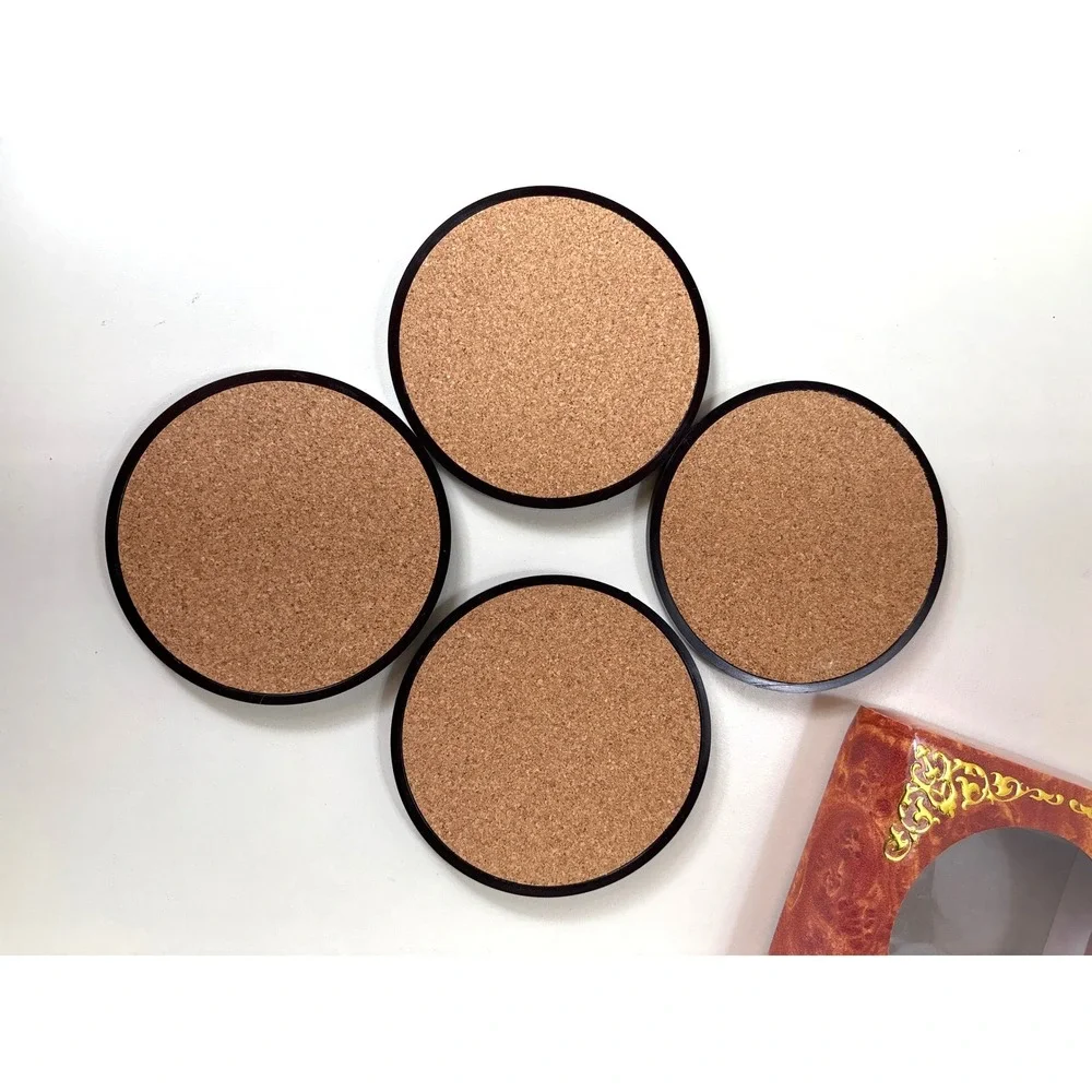 Vintage Formic Collection Korean Coasters Set 4 Shin Yoon Bok Art Cork Back Box